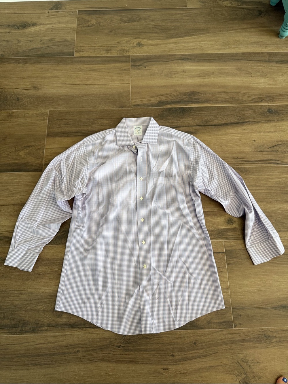 Brooks Brothers White and Blue Checkered Dress Shirt
